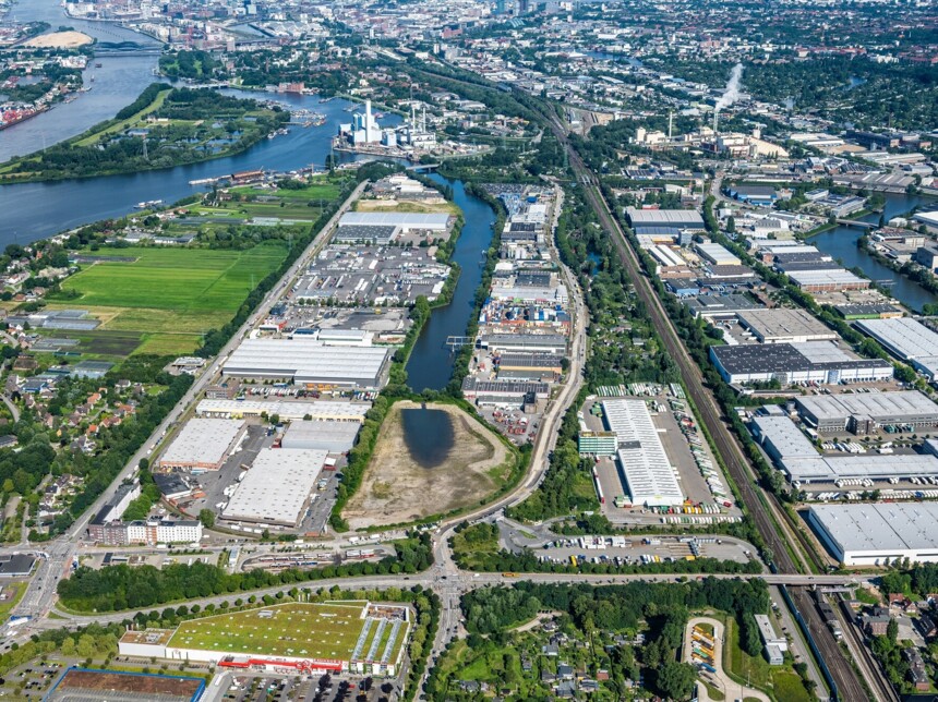 Aerial view of the Billbrook industrial estate