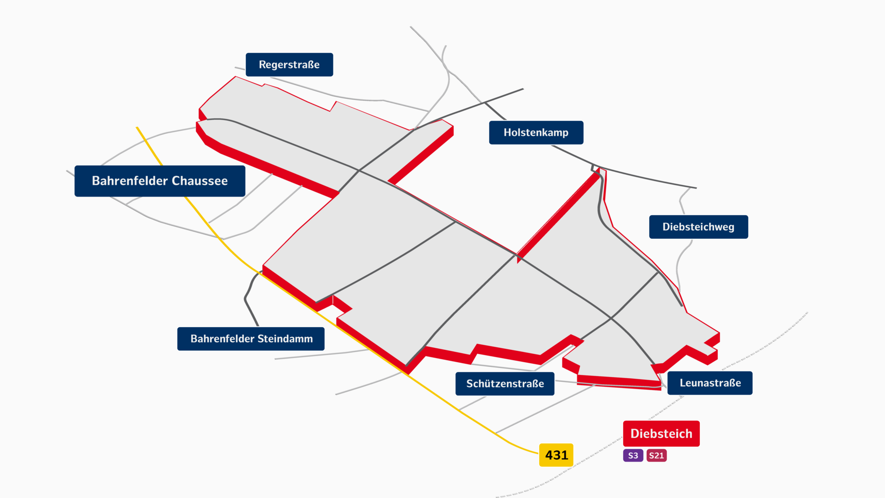 Infografik zur Verkehrsanbindung des Gewerbe- und Industriestandortes Rahlau