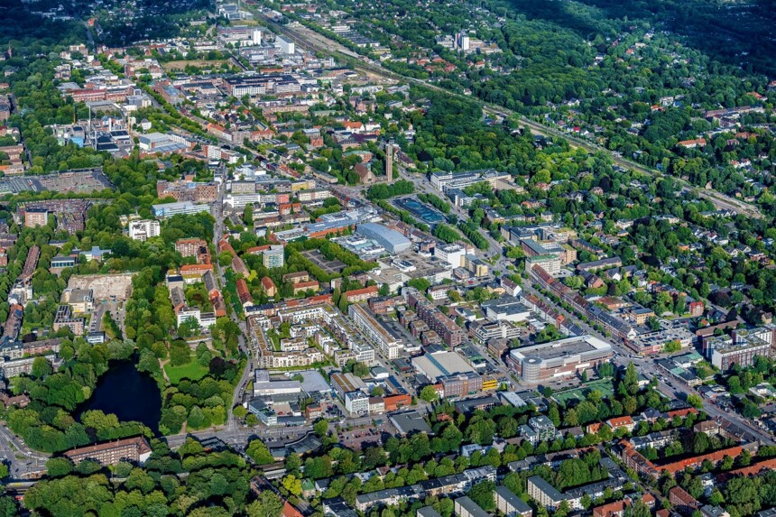 Aerial view Am Neumarkt industrial and business area