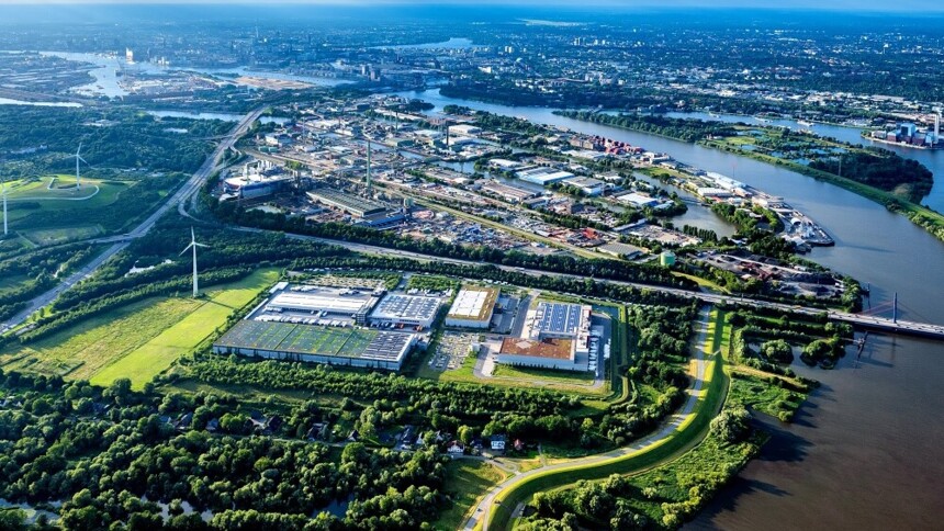 Aerial view of the Obergeorgswerder industrial and commercial area