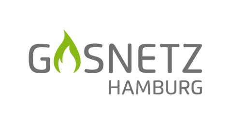 Logo of Gasnetz Hamburg with a green flame symbol replacing the letter "A" in "Gasnetz".