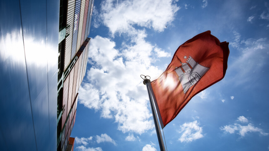 Hamburg flag in the wind