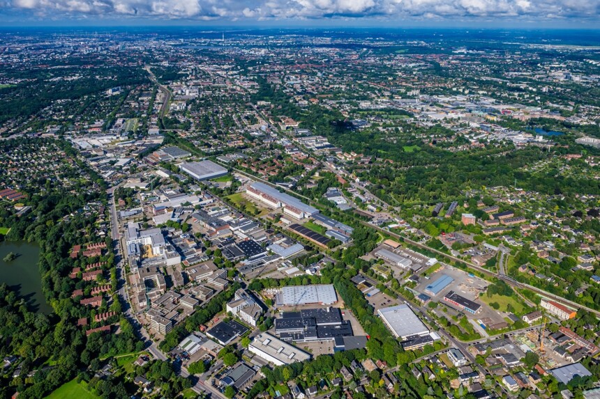 Aerial view of the Rahlau industrial area