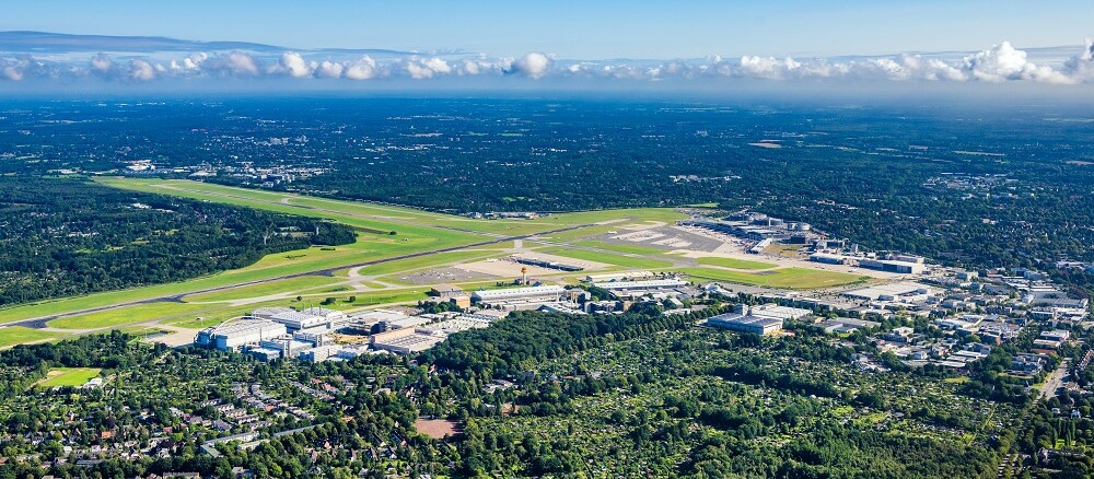 Aerial view of the southern airport environment