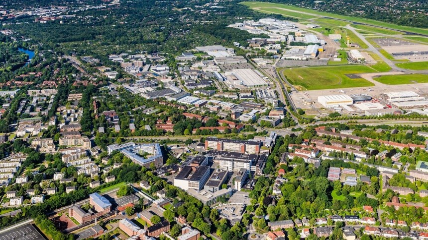 Luftaufnahme des Gewerbeparks Hamburg-Nord