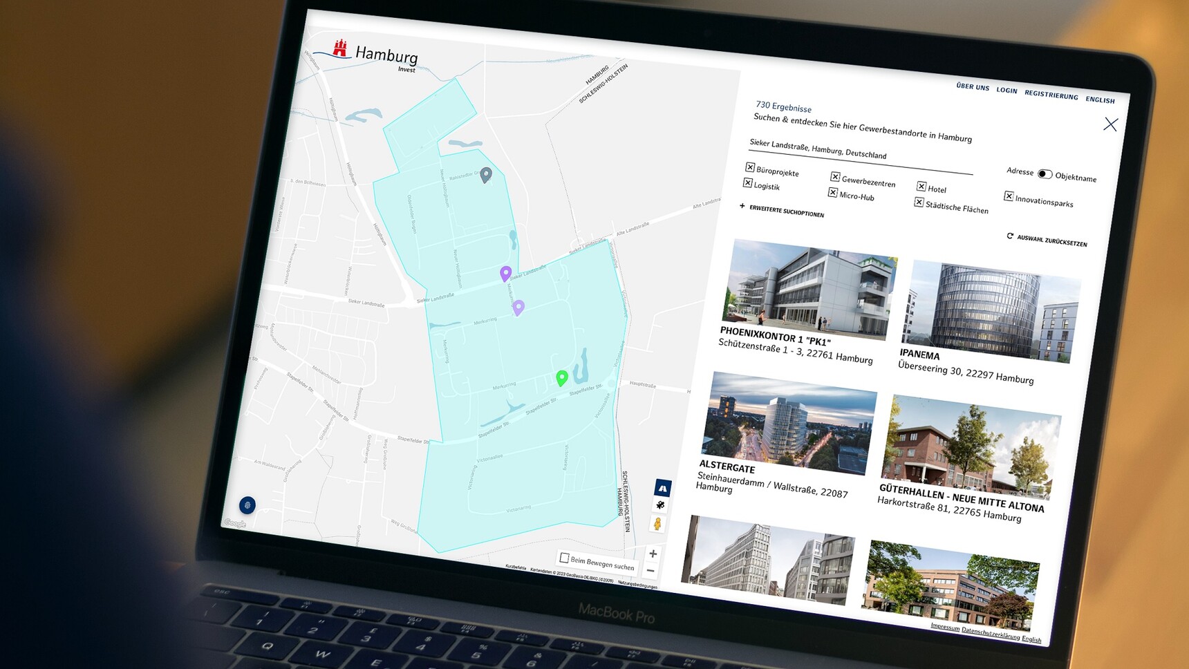 To the interactive map of the most important industrial locations in Hamburg