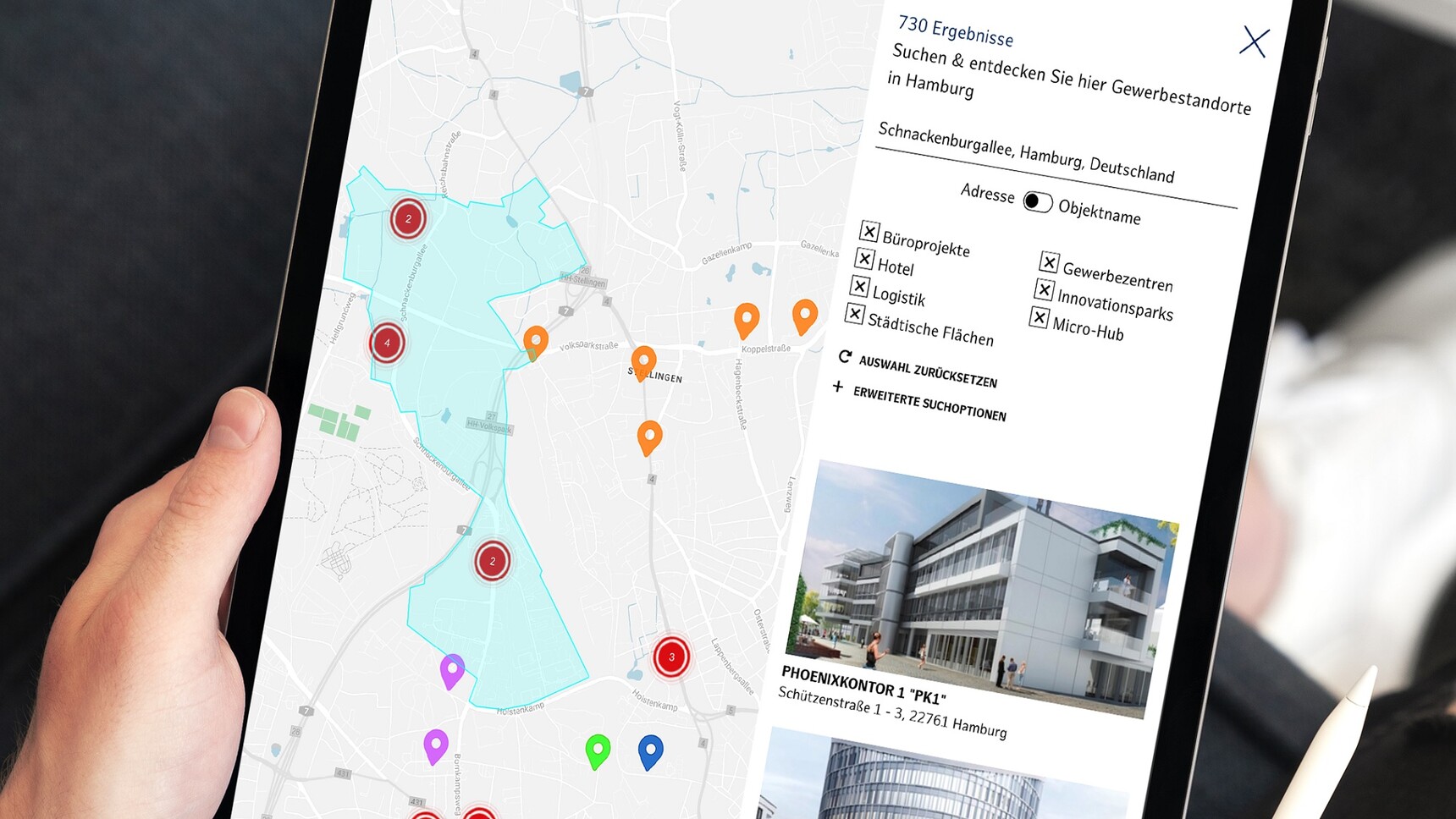 To the interactive map of the most important industrial locations in Hamburg