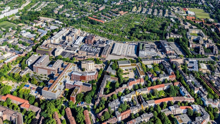 Aerial view of the commercial location Eimsbüttel/Troplowitzstraße