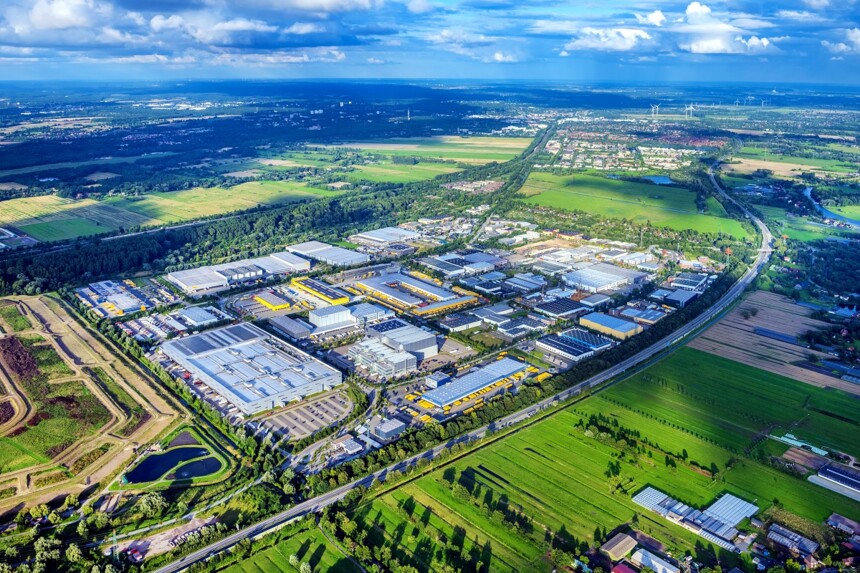 Aerial view of the Allermöhe industrial and business area