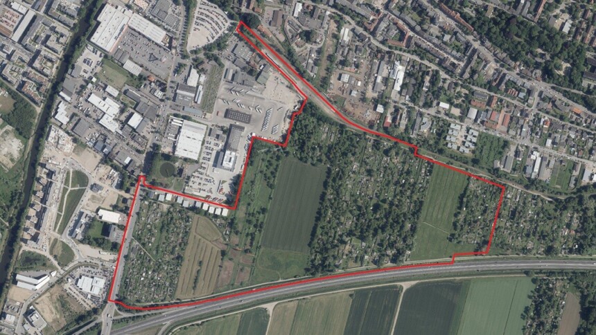 Städtisches Gewerbegrundstück für Gewerbeimmobilien: Luftbild Innovationspark Bergedorf / Curslacker Neuer Deich