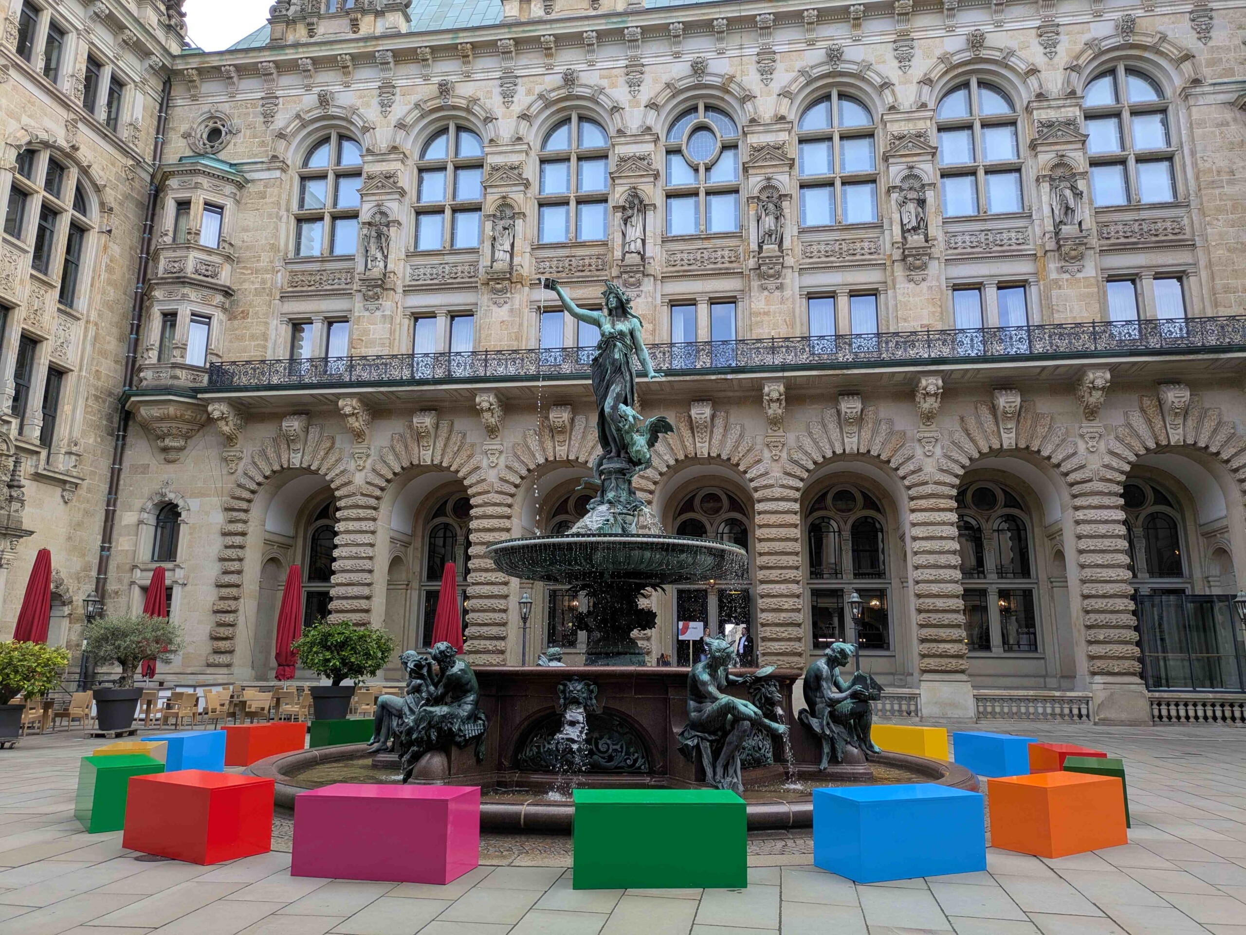 Blocks in courtyard of City Hall stand for UN’s 17 SDGs