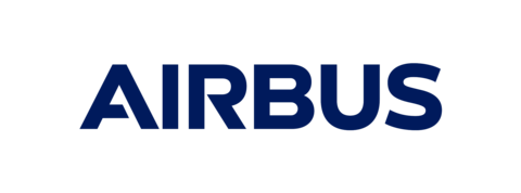 Airbus logo in bold dark blue letters on a white background.