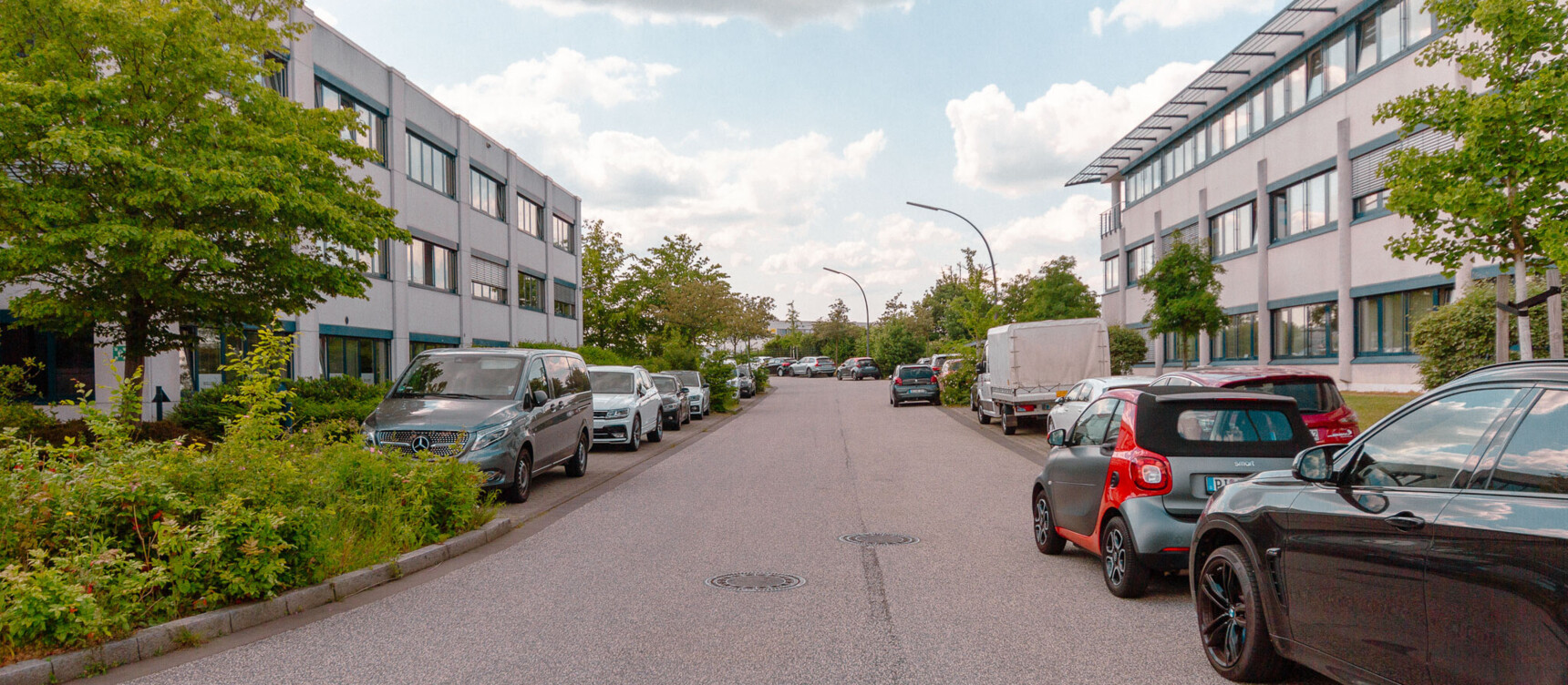 Various company buildings at the location south of the airport environment