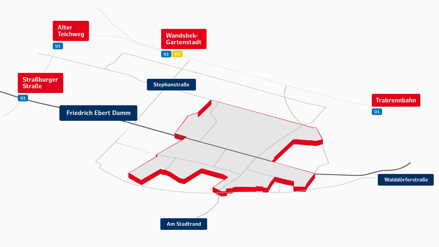 Infographic on traffic links in the Friedrich-Ebert-Damm industrial area