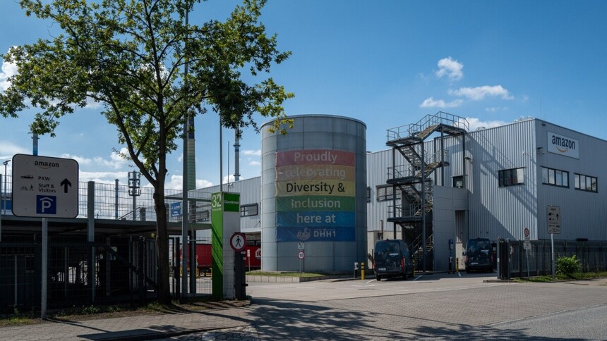 The Amazon distribution centre at Peutestraße 32 in Hamburg