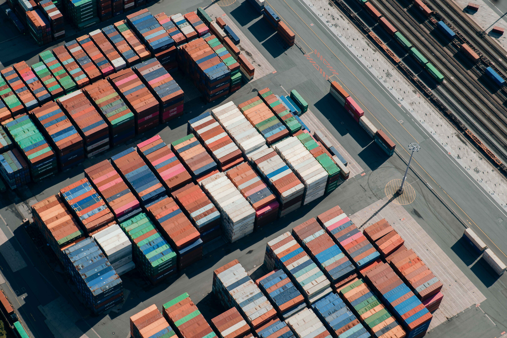 Aerial view of containers, symbol image for terminal