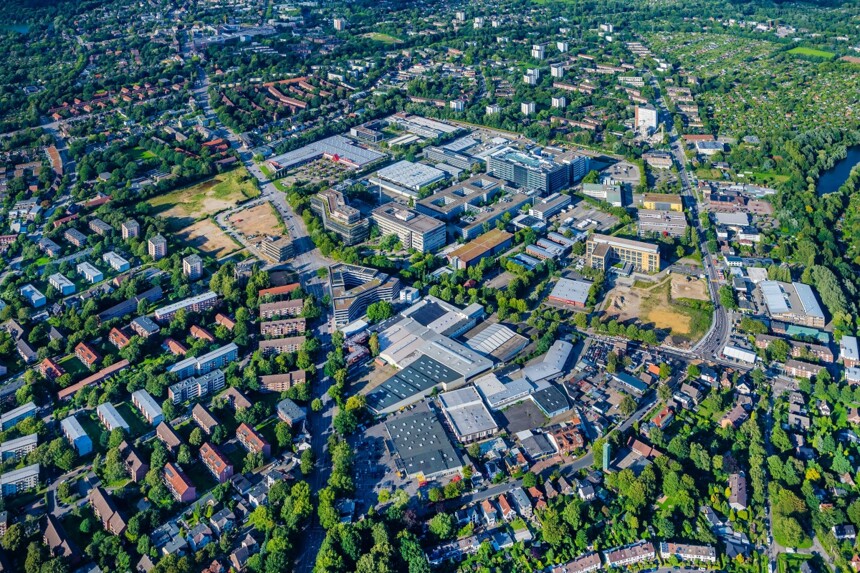 Aerial view of the Bramfeld industrial and business area