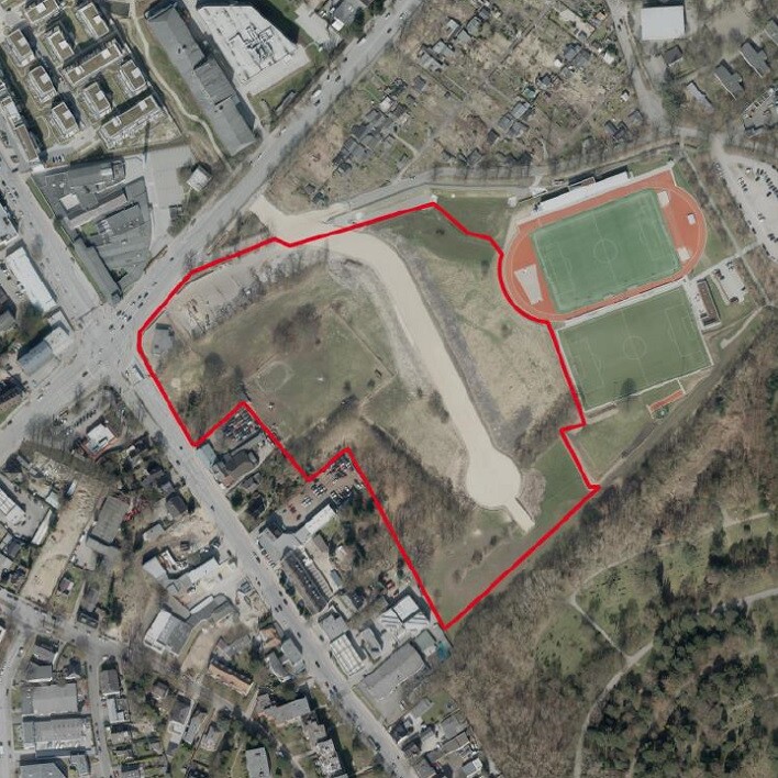 Aerial view of the Vorhornweg municipal commercial property 