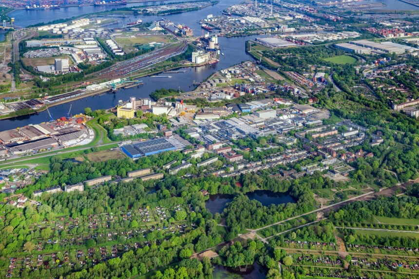 Luftbild Gewerbegebiet Östl. Hafenrand / Wilhelmsburg