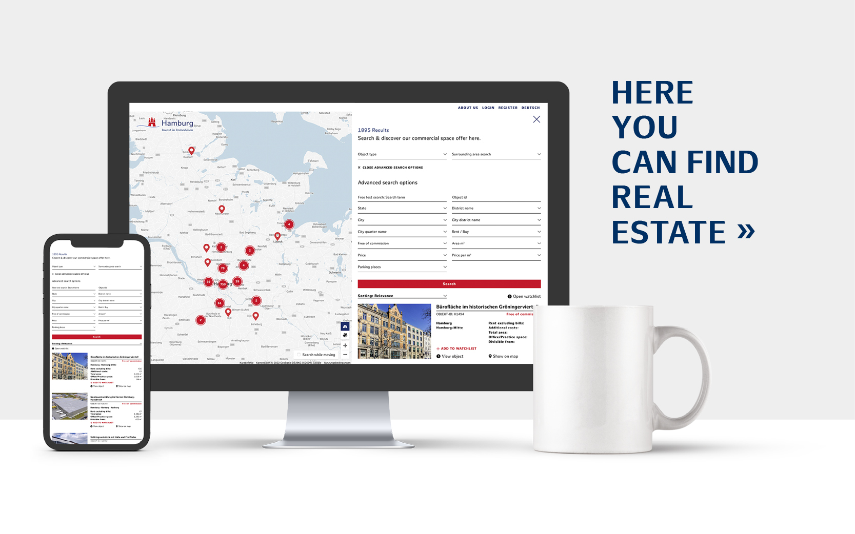 map-based property search by Hamburg Invest